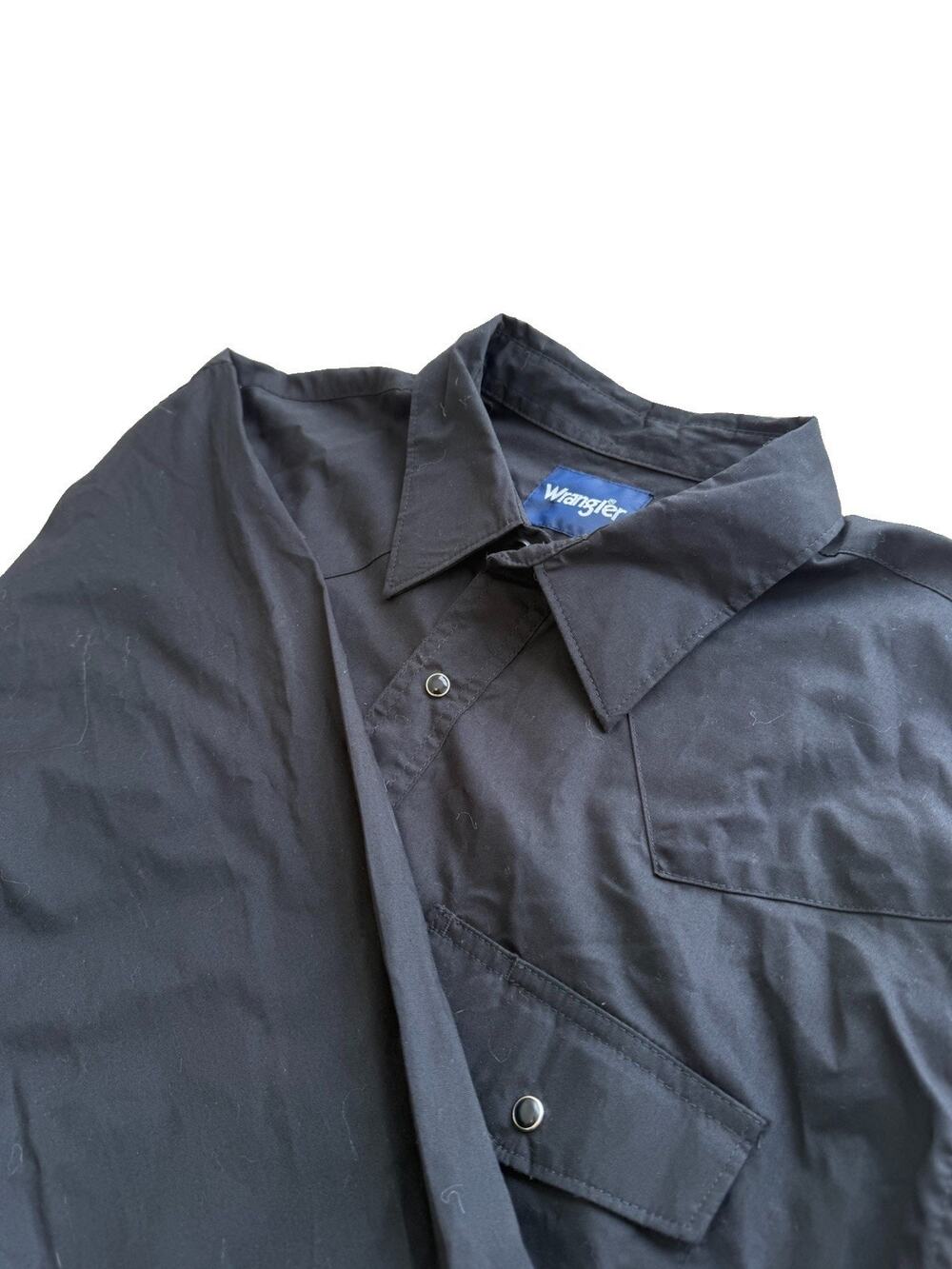 Wrangler Men's Solid Woven Long Sleeve Pearl Snap Point Collar Shirt XL Pockets